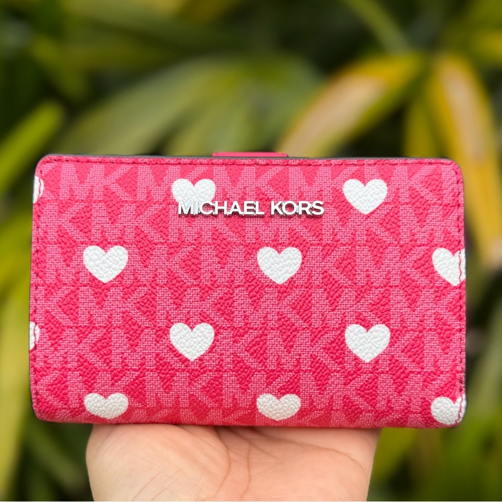 Michael Kors Sheila SM Pink Heart Satchel Shoulder Bag & Wallet Set - Picture 11 of 16